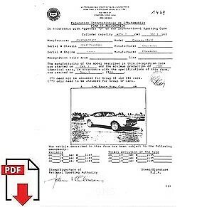 1967 Chevrolet Camaro 302 (12437) FIA homologation form PDF download